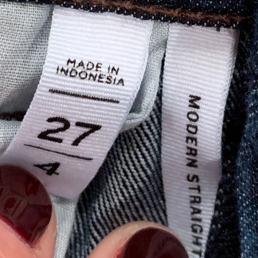 LOFT Modern Straight Leg Dark Wash Jeans 27/4 - Picture 6 of 6